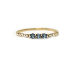 NEW INBOX 14KT GOLD AQUAMARINE & DIAMOND RING Sz 7